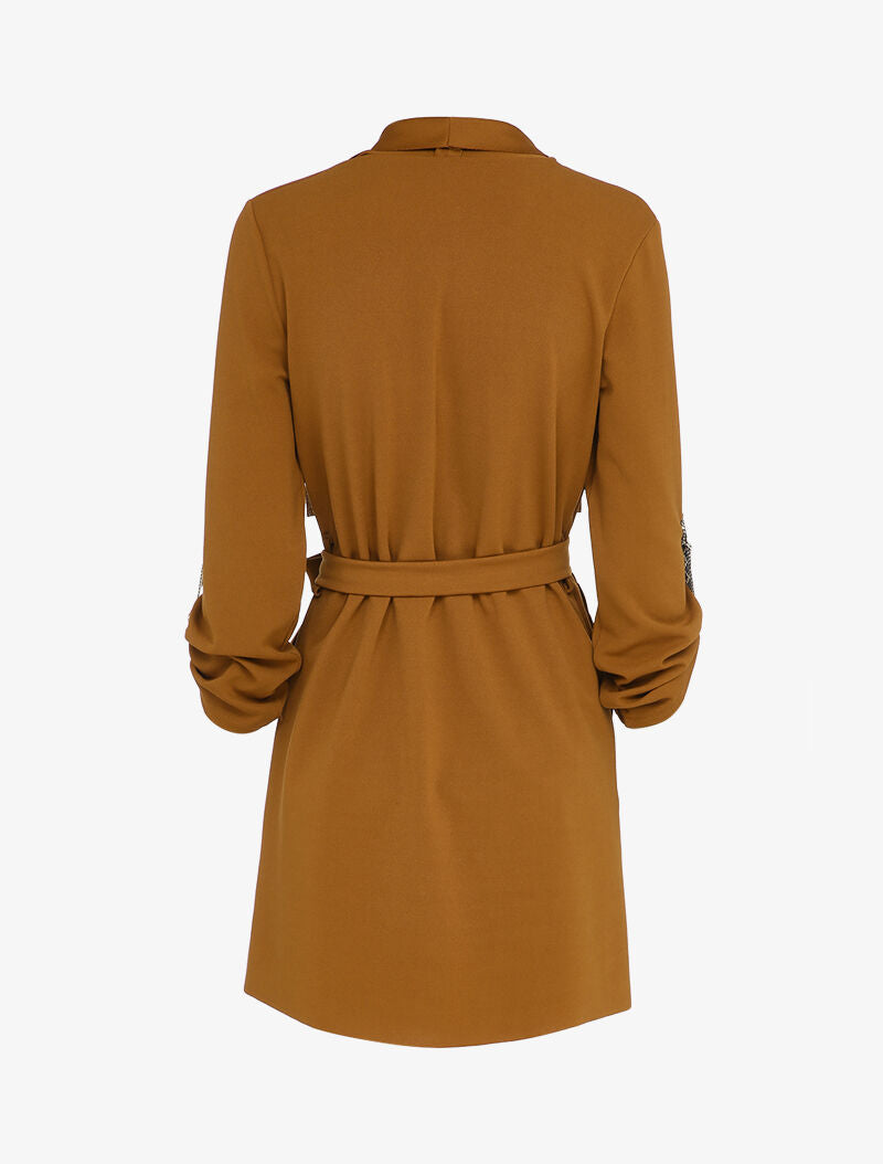 Veste à col châle asymétrique - Camel - 2
