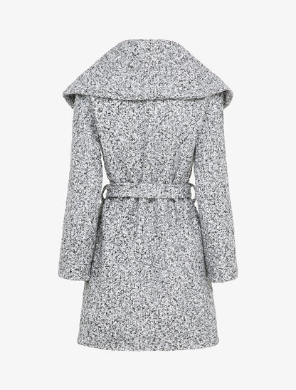 Manteau effet laine bouclée à col large - Gris clair - 2