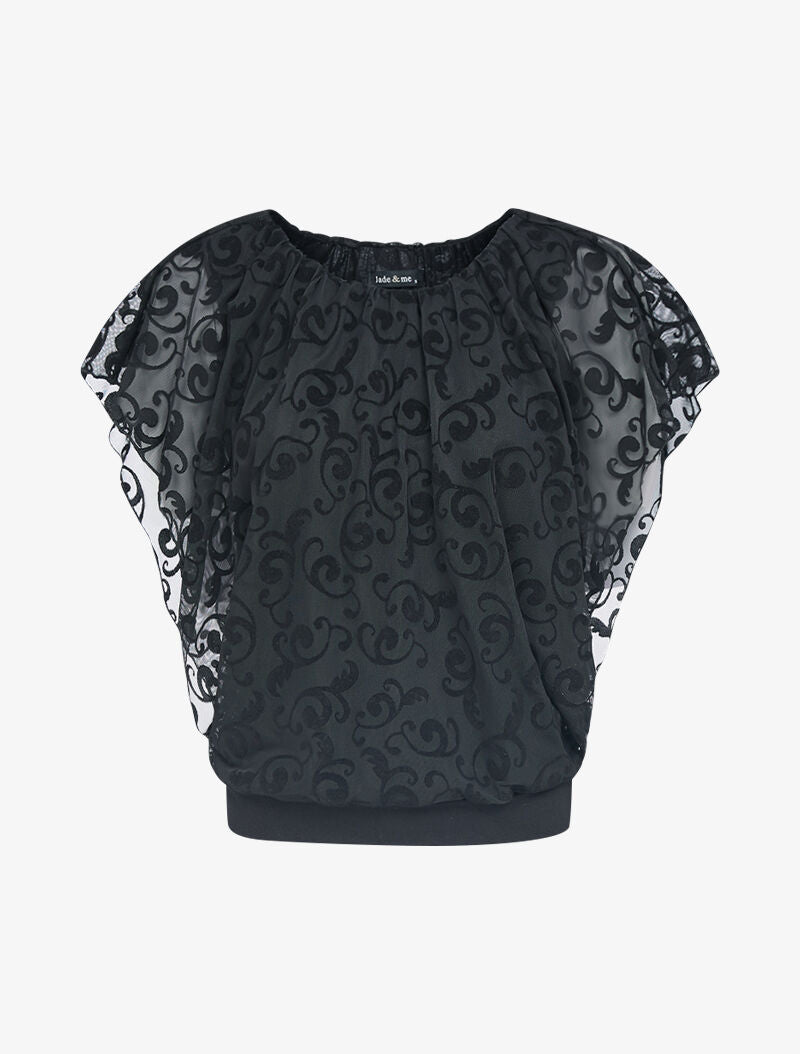 Top boule en voile et imprimés - Noir - 3