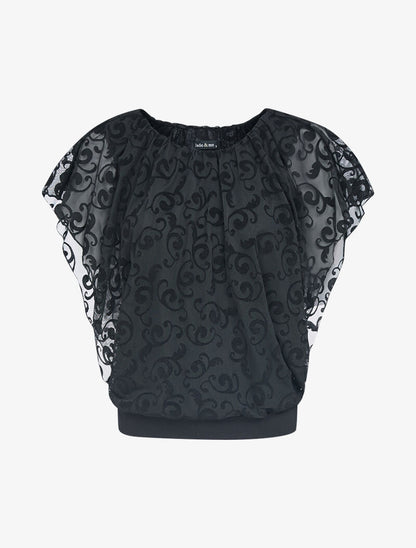 Top boule en voile et imprimés - Noir - 3