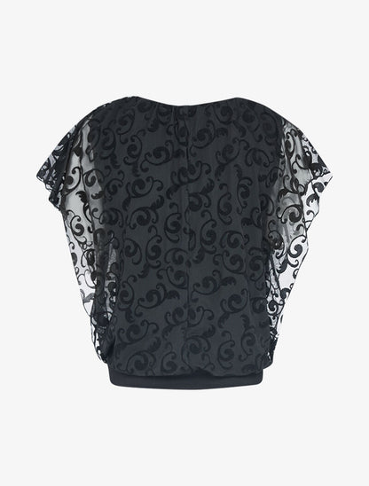Top boule en voile et imprimés - Noir - 2