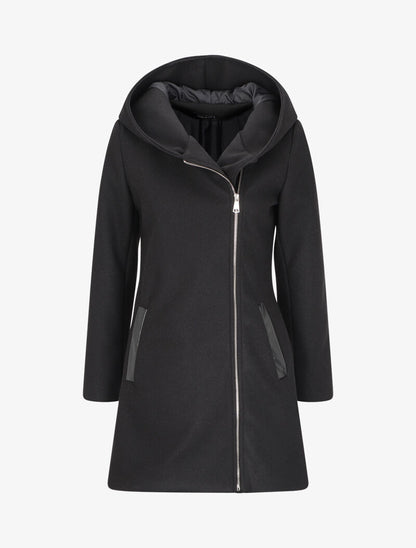Manteau à capuche et à zip asymétrique - Noir - 4