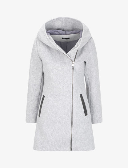 Manteau à capuche et à zip asymétrique - Gris clair - 4
