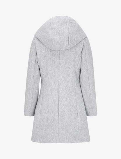 Manteau à capuche et à zip asymétrique - Gris clair - 2