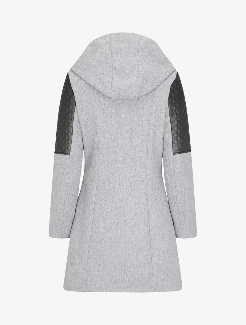 Manteau à empiècement en simili effet matelassé - Gris clair - 2