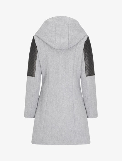 Manteau à empiècement en simili effet matelassé - Gris clair - 2