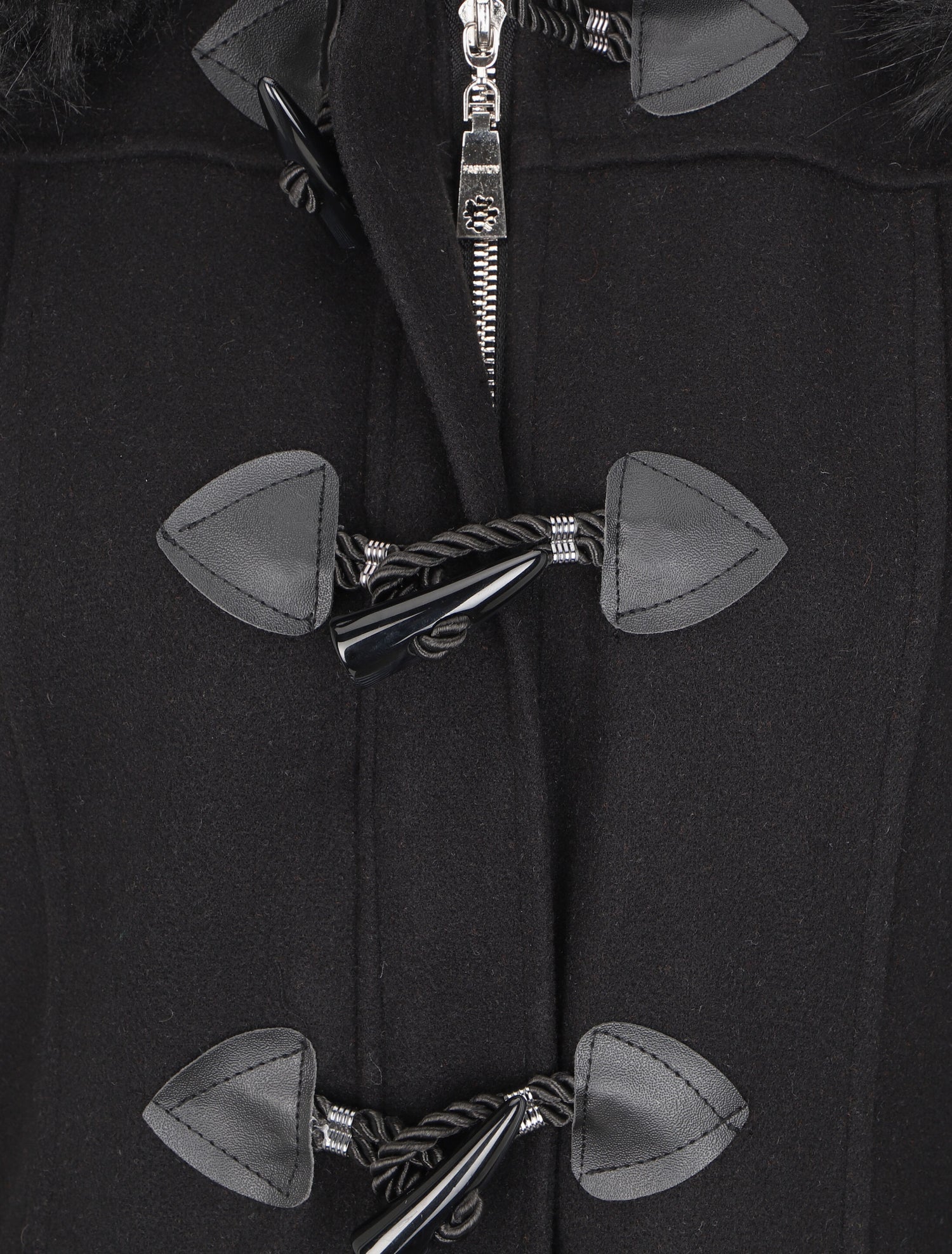 Duffle coat à capuche en fausse fourrure - Noir - 3