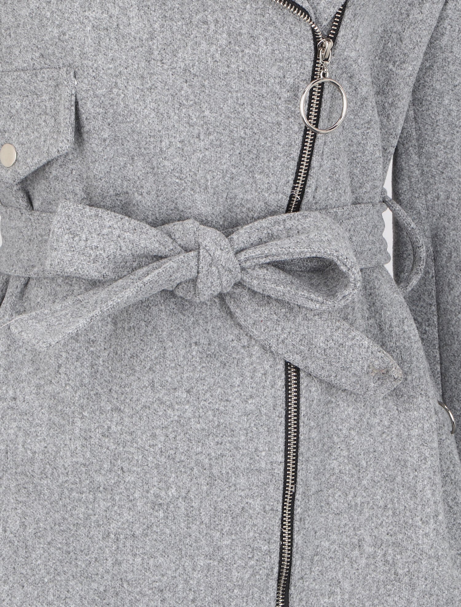 Manteau mi-long à zip asymétrique - Gris - 3
