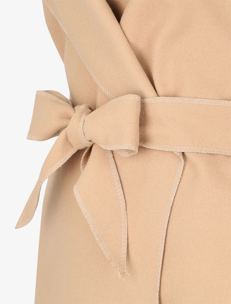 Manteau long uni à col châle - Beige - 3