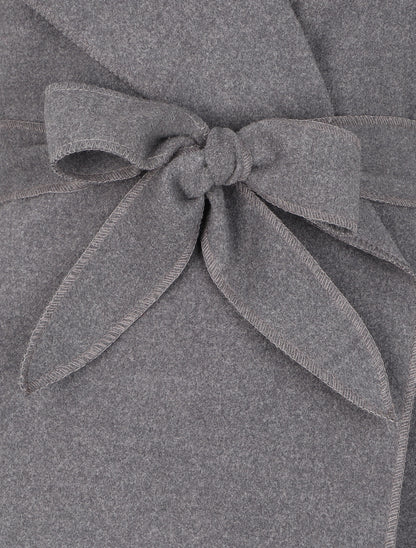 Manteau long uni à col châle - Gris foncé - 3