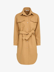 Manteau uni à bord arrondi - Camel - 1