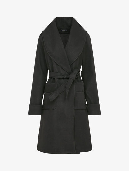 Manteau long oversize à col châle - Noir - 4