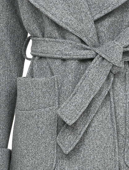 Manteau long oversize à col châle - Gris - 3