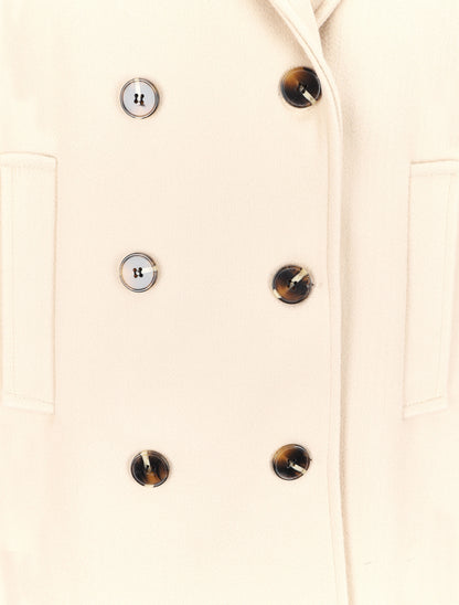 Manteau croisé à col à pied - Beige - 3