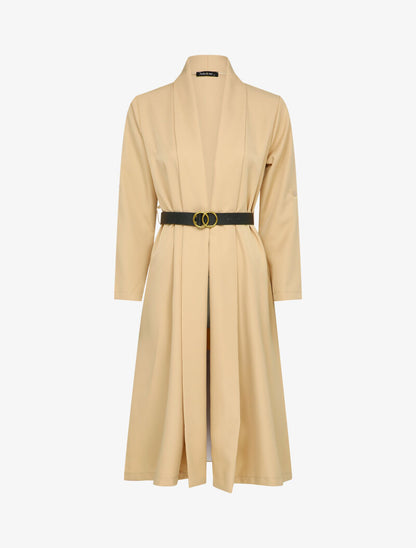 Veste longue à bords fendus - Beige - 4