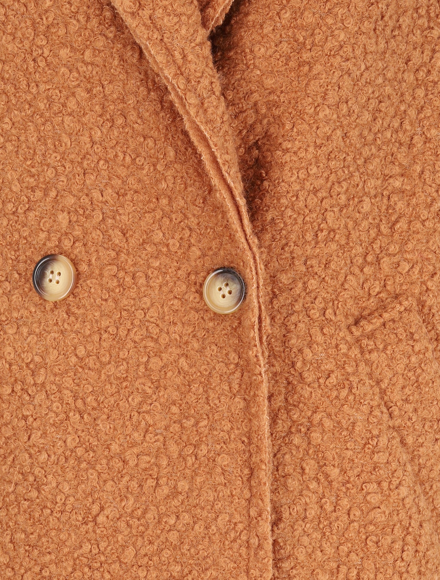 Manteau long coupe droite effet laine bouclée - Camel - 3