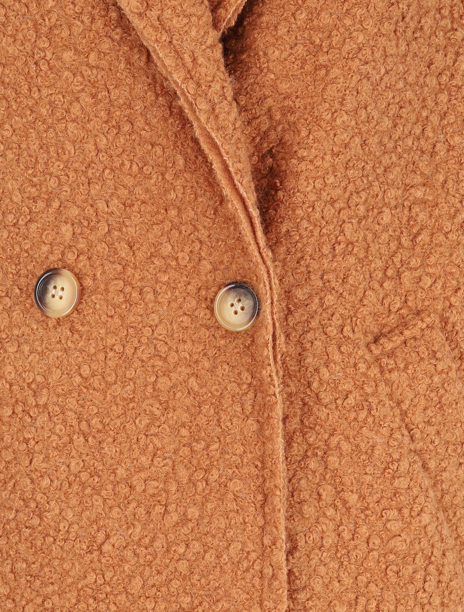 Manteau long coupe droite effet laine bouclée - Camel - 3