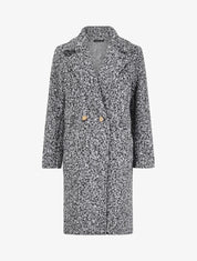 Manteau long coupe droite effet laine bouclée - Gris chiné - 1