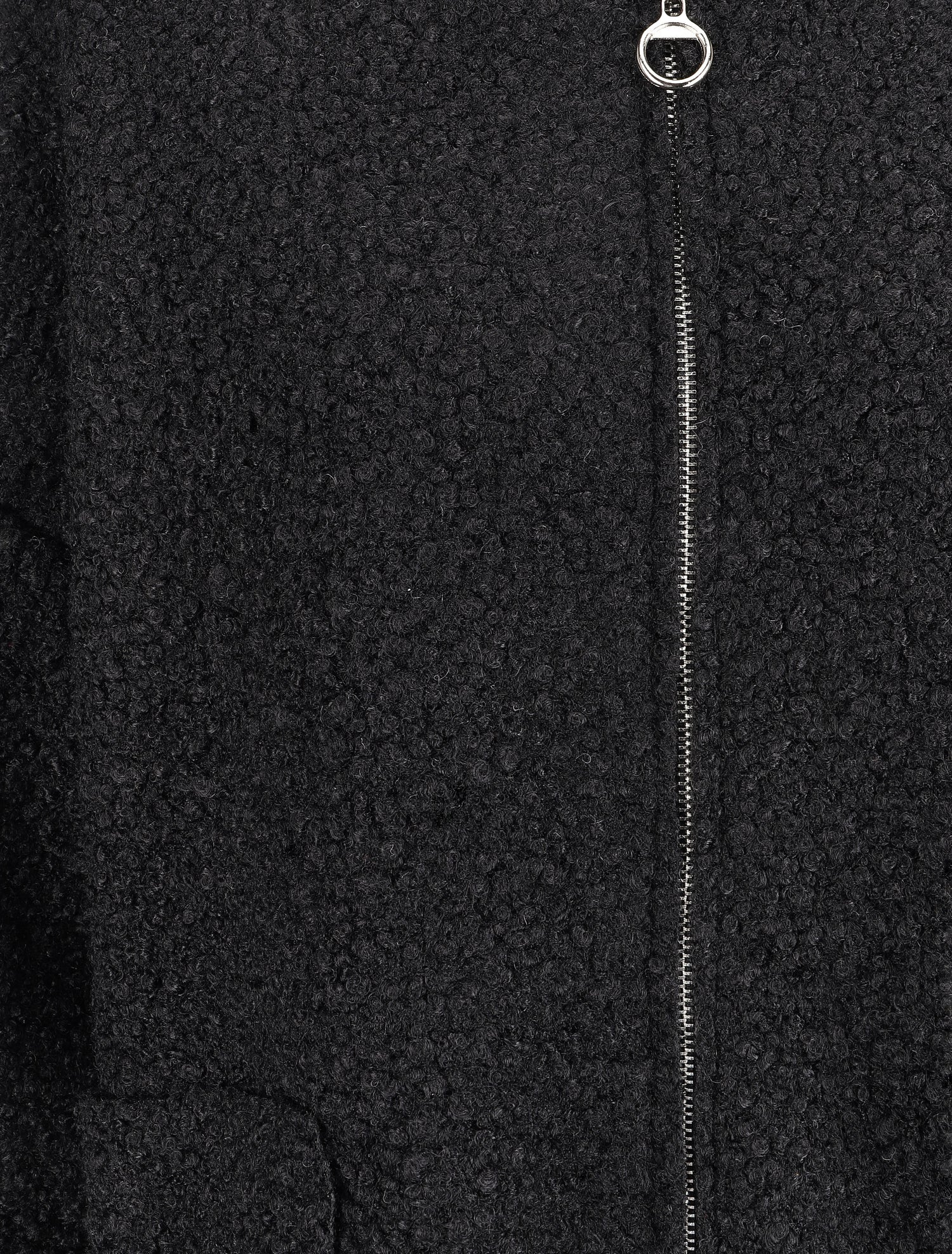 Manteau oversize à capuche en maille bouclette - Noir - 3