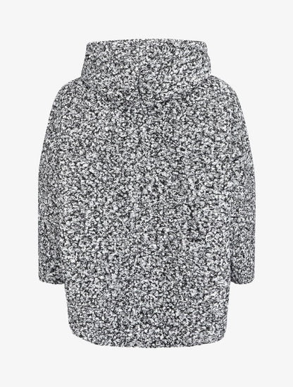 Manteau oversize à capuche en maille bouclette - Gris chiné - 2