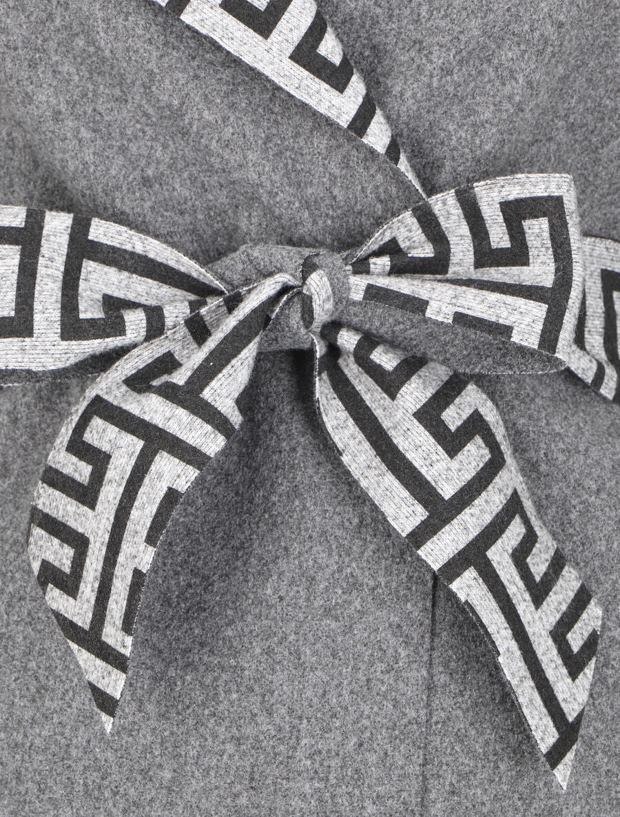 Manteau à col large imprimé grec - Gris - 3
