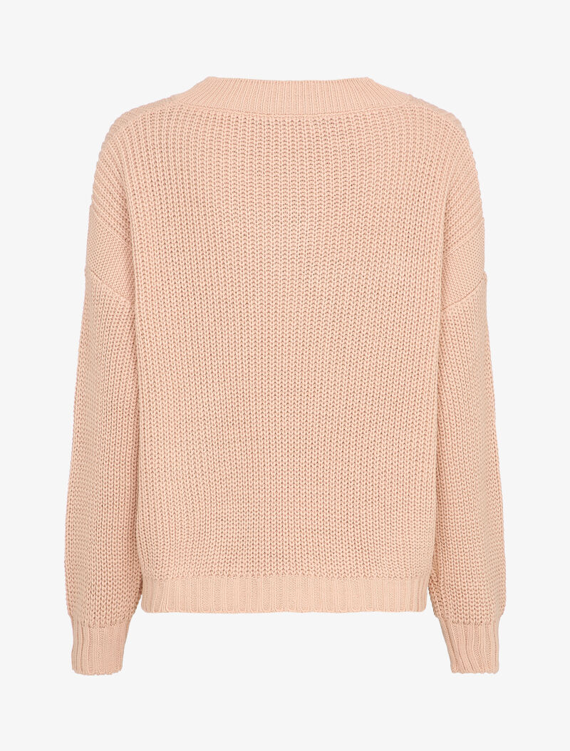 Pull ample à col V - Rose poudré - 2