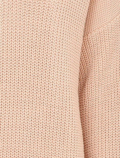 Pull ample à col V - Rose poudré - 3