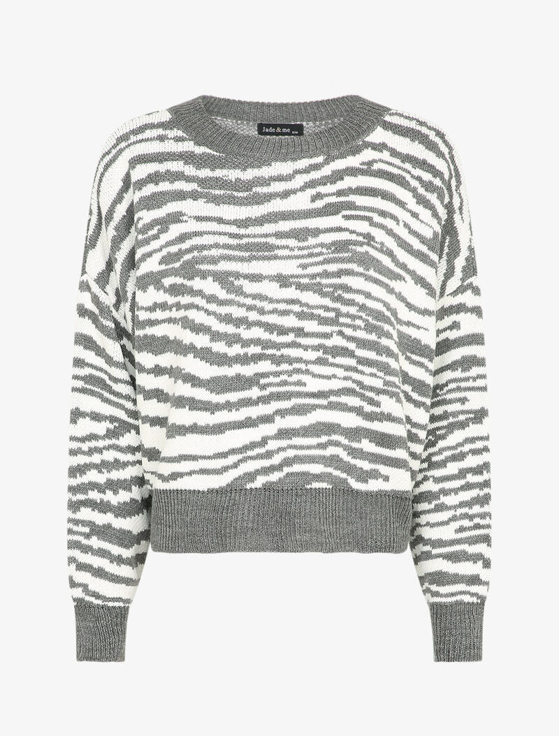 Pull court à imprimé zèbre - Gris - 4