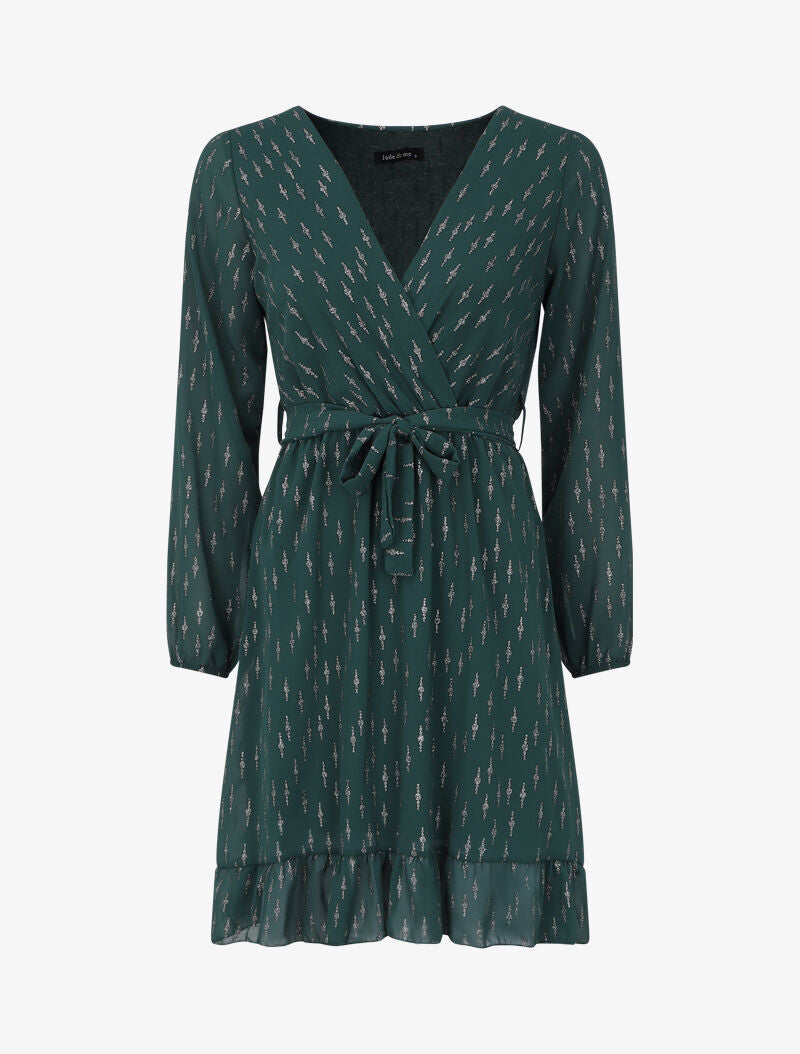 Robe patineuse volantée à motifs irisés - Vert sapin - 4