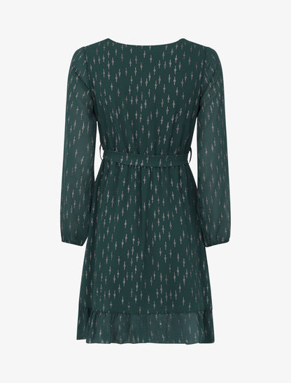 Robe patineuse volantée à motifs irisés - Vert sapin - 2
