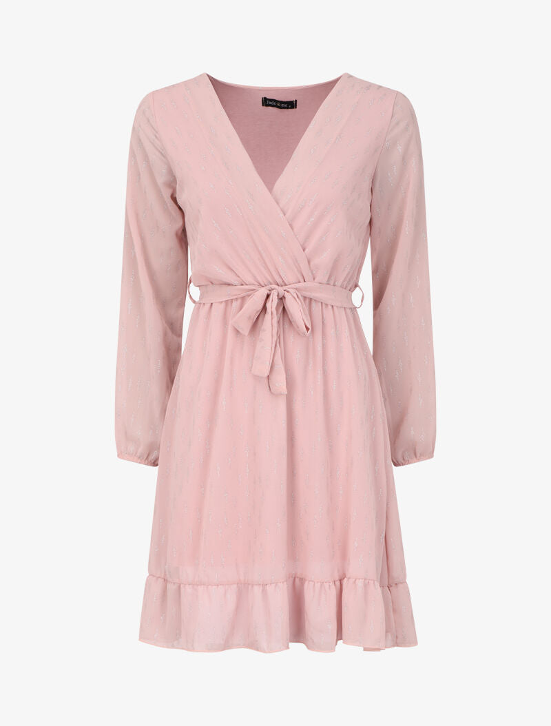 Robe patineuse volantée à motifs irisés - Rose poudré - 4