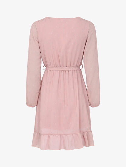 Robe patineuse volantée à motifs irisés - Rose poudré - 2