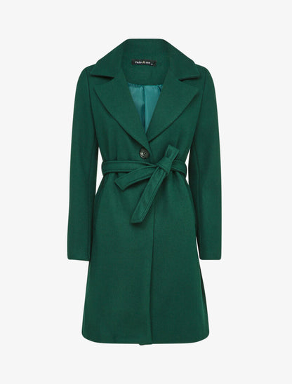 Manteau mi-long ceinturé - Vert sapin - 1