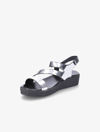Claquettes vernies noir - argent - 3