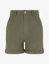 Short uni en jean à revers - Kaki - 1
