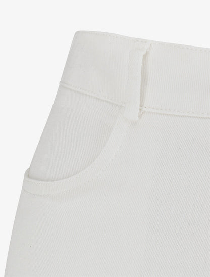 Short uni en jean à revers - Blanc - 3