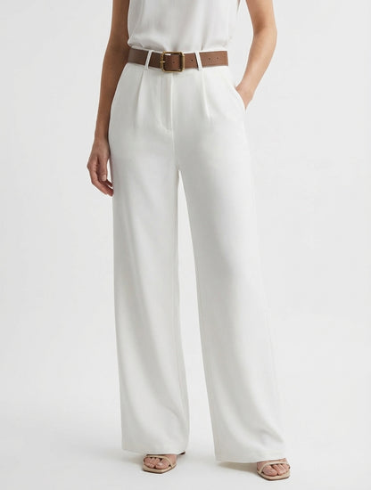 Pantaloni a vita alta taglio ampio - Ecrù