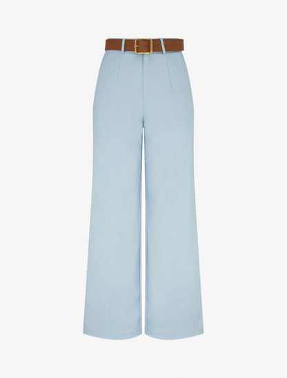 Pantalon taille haute coupe ample - Bleu clair - 1