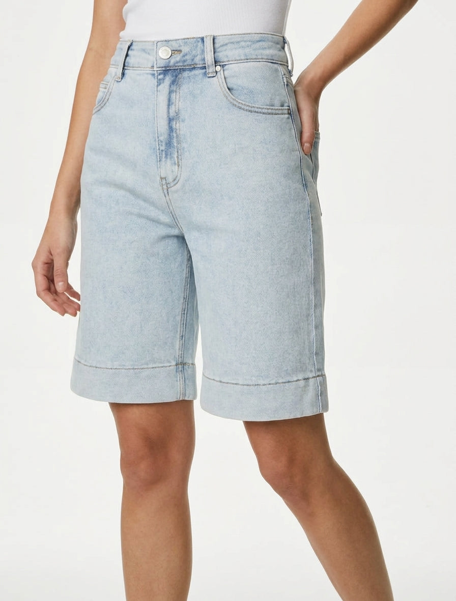 Bermuda dritto in jeans - Blu