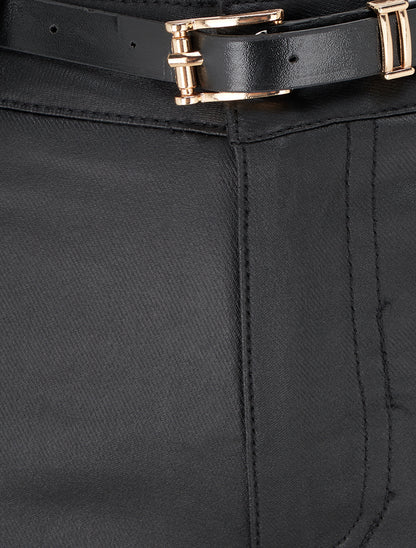 Pantalon effet enduit coupe skinny - Noir - 3