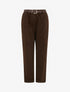 Pantalon style paper bag effet velours côtelé - Marron - 1