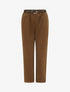 Pantalon style paper bag effet velours côtelé - Camel - 1