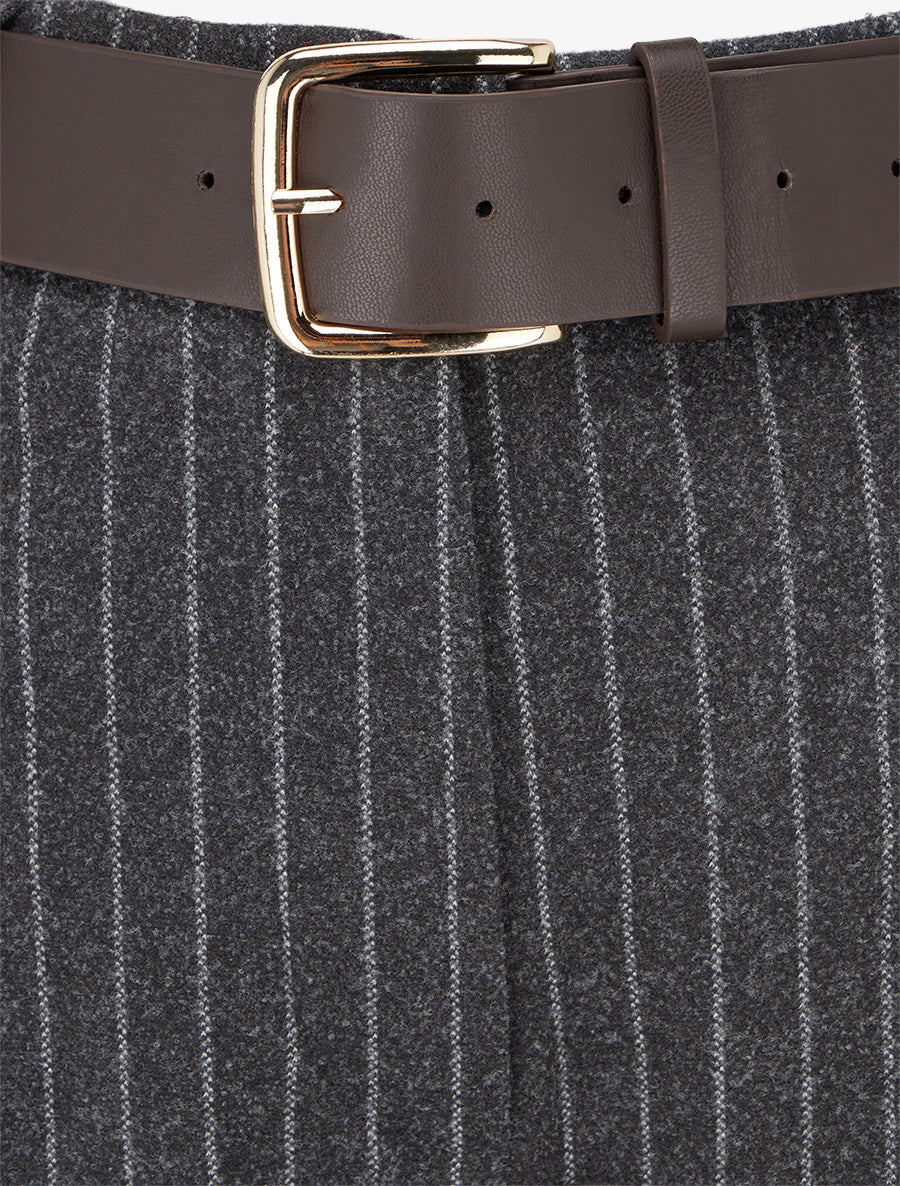 Pantalon ample taille haute à rayures - Gris anthracite - 3