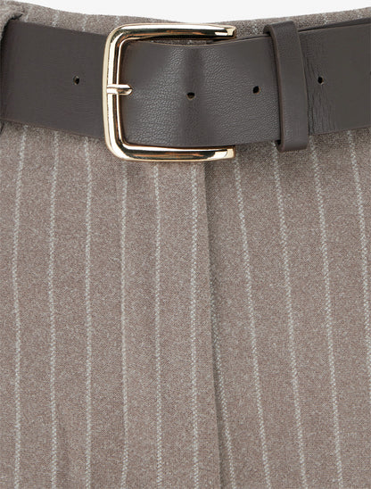 Pantalon ample taille haute à rayures - Taupe - 3