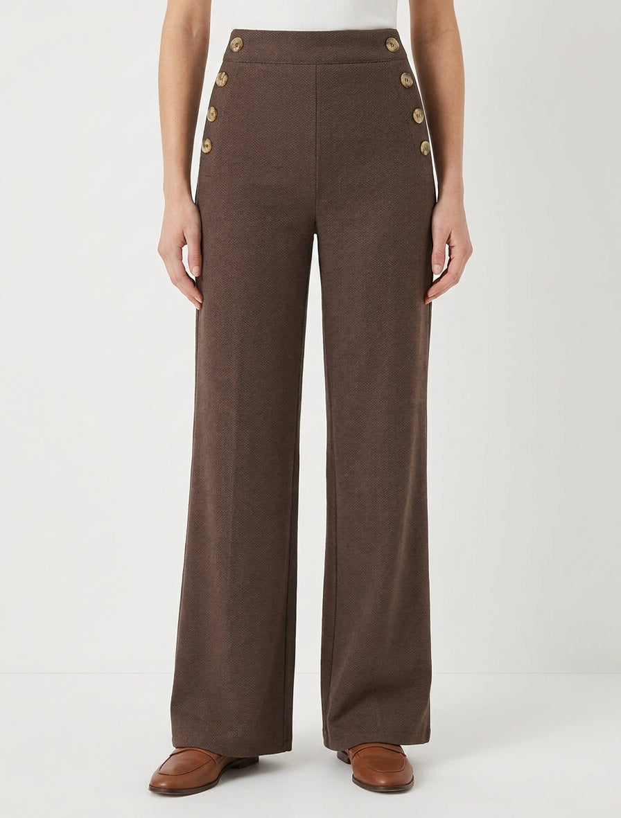 Pantaloni a palazzo ampi motivo chevron - Marrone