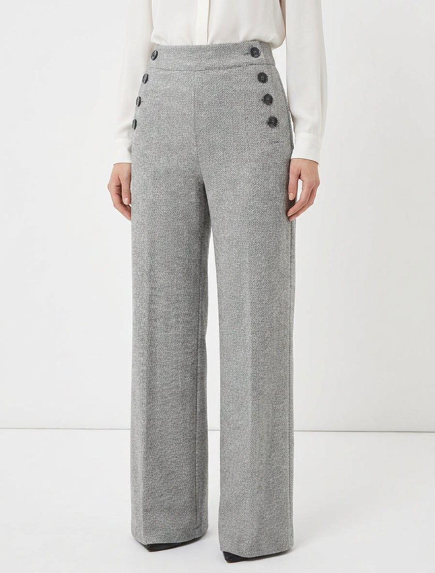 Pantaloni a palazzo ampi motivo chevron - Grigio
