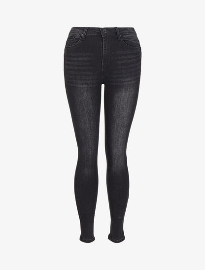 Jean skinny délavé - Noir - 4