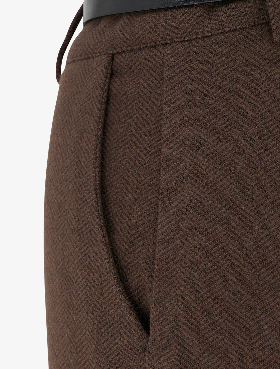 Short ample en flanelle motif chevron - Marron - 3