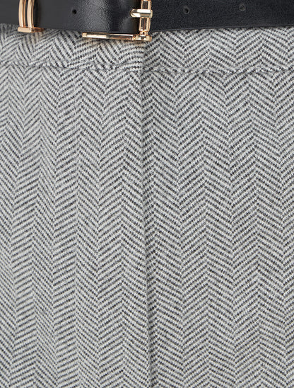 Short ample en flanelle motif chevron - Gris - 3