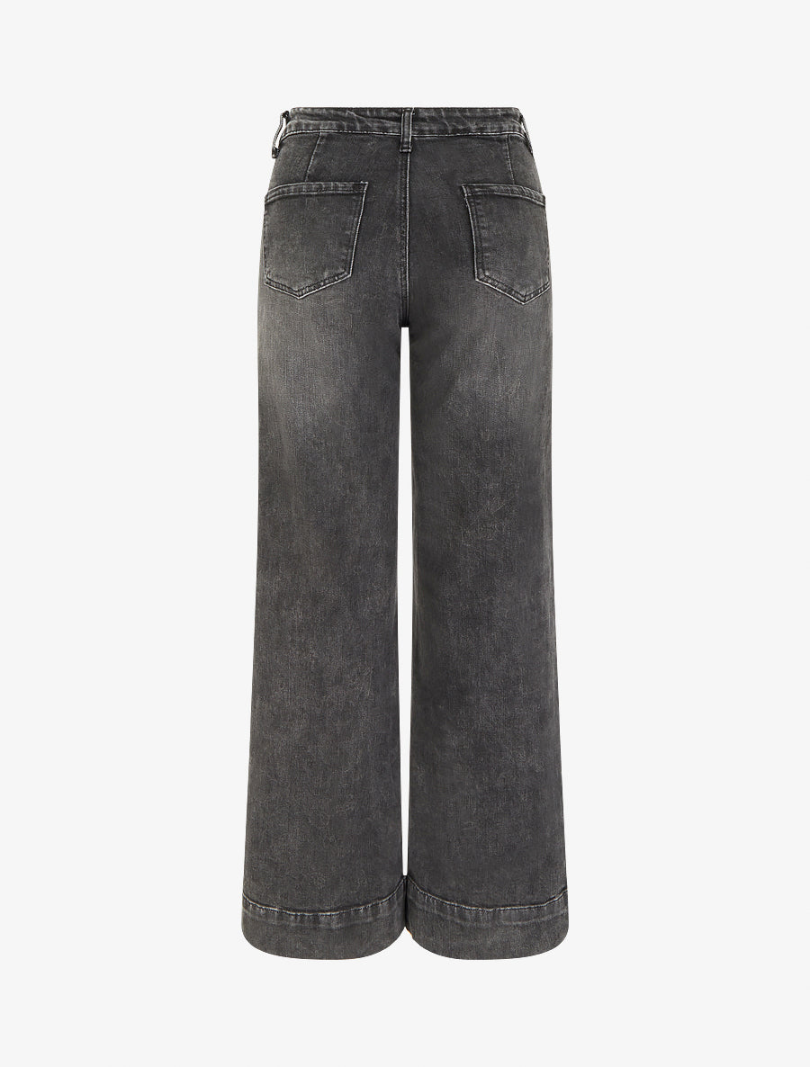 Jean délavé à 4 poches coupe wide leg - Gris anthracite - 2